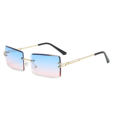 Summer Fashion Rimless Cut Sunglasses Square Multi Color Gradient Sunglasses